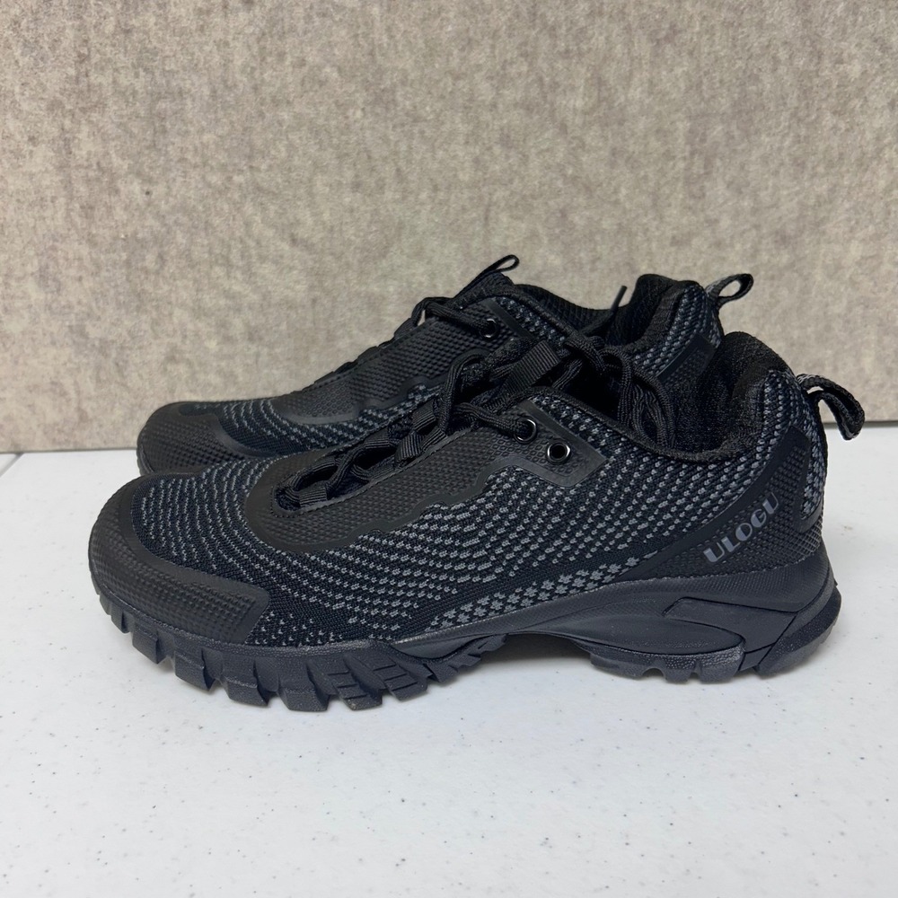 ULOGU Black Slip Resistant Athletic Shoes Tough Work‎ Wear Hiking Men's Size 8.5